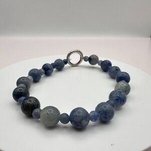Vintage Y2K Blue Sodalite Quartz Beaded Bracelet Boho Women's Jewelry
